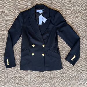 NWT Derek Lam 10 Crosby Black Blazer Gold Buttons Women's Size 4